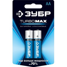 ЗУБР TURBO-MAX, АА х 2, 1.5 В, алкалиновая батарейка (59206-2C)