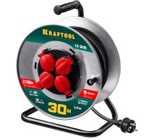 KRAFTOOL K-315, КГ, 3 x 1.5 мм2, 30 м, 3700 Вт, IP44, силовой удлинитель на стальной катушке (55085-30)