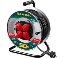 KRAFTOOL K-315, КГ, 3 x 1.5 мм2, 50 м, 3700 Вт, IP44, силовой удлинитель на стальной катушке (55085-50)