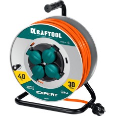 KRAFTOOL ПВС 3х2.5 30м 4000Вт IP44, Силовой удлинитель на стальной катушкеEXPERT (55089-30)