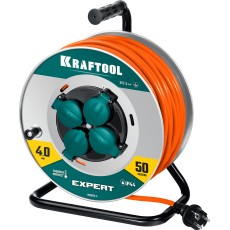 KRAFTOOL ПВС 3х2.5 50м 4000Вт IP44, Силовой удлинитель на стальной катушкеEXPERT (55089-50)