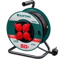 KRAFTOOL P-315, ПВС, 3 x 1.5 мм2, 50 м, 3500 Вт, IP44, силовой удлинитель на катушке (55084-50)