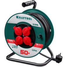 KRAFTOOL P-315, ПВС, 3 x 1.5 мм2, 50 м, 3500 Вт, IP44, силовой удлинитель на катушке (55084-50)