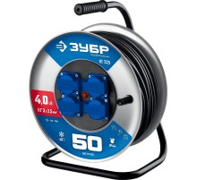 ЗУБР КГ-325, КГ, 3 x 2.5 мм2, 50 м, 4000 Вт, IP44, силовой удлинитель на стальной катушке, Профессионал (55079-50)