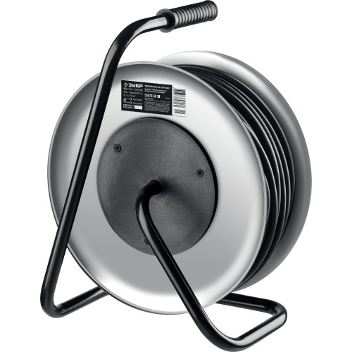 ЗУБР КГ-325, КГ, 3 x 2.5 мм2, 50 м, 4000 Вт, IP44, силовой удлинитель на стальной катушке, Профессионал (55079-50)