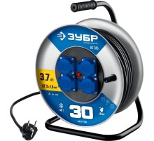 ЗУБР КГ-315, КГ, 3 x 1.5 мм2, 30 м, 3700 Вт, IP44, силовой удлинитель на стальной катушке, Профессионал (55080-30)