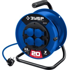 ЗУБР ПВС-315, ПВС, 3 x 1.5 мм2, 20 м, 3500 Вт, IP44, силовой удлинитель на катушке, Профессионал (55081-20)