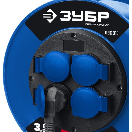ЗУБР ПВС-315, ПВС, 3 x 1.5 мм2, 30 м, 3500 Вт, IP44, силовой удлинитель на катушке, Профессионал (55081-30)