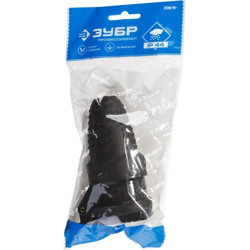 ЗУБР IP44, 16 A/220 В, обрезиненная розетка, Профессионал (55187-B)