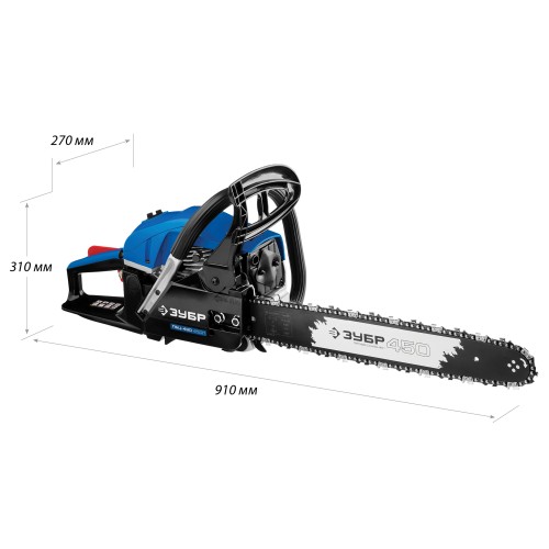 ЗУБР 49 см3, 45 см, бензопила, Профессионал (ПБЦ-490 45ДП)