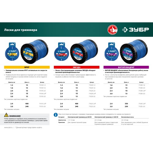 ЗУБР 300 Вт, ш/с 25 см, сетевой триммер (ТСН-25-300)