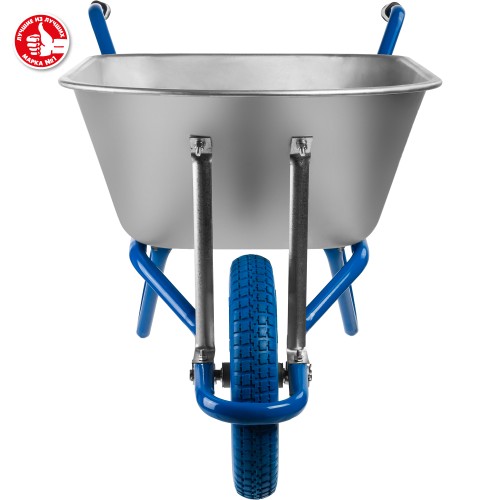 ЗУБР ПТ-100, 90 л, 180 кг, одноколесная, полиуретановое колесо, садовая тачка, Профессионал (39901)