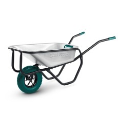 KRAFTOOL MAXDrive-1 110л, 260 кг, одноколесная, с трубным усилителем, кузов 0,9 мм, полиуретановое колесо, тачка строительная (39862)