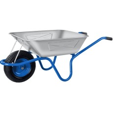 ЗУБР ПТ-250, 130 л, 250 кг, широкое пневматическое колесо, одноколесная, строительная тачка, Профессионал (39907)