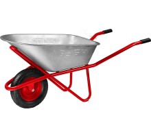 ЗУБР Т-12, 90 л, 180 кг, одноколесная, пневматическое колесо, строительная тачка (39960)