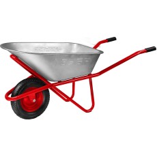 ЗУБР Т-12, 90 л, 180 кг, одноколесная, пневматическое колесо, строительная тачка (39960)