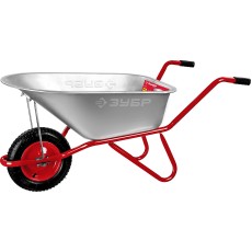 ЗУБР Т-11, 90 л, 160 кг, одноколесная, пневматическое колесо, садово-строительная тачка (39962)