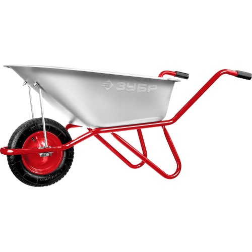ЗУБР Т-11, 90 л, 160 кг, одноколесная, пневматическое колесо, садово-строительная тачка (39962)