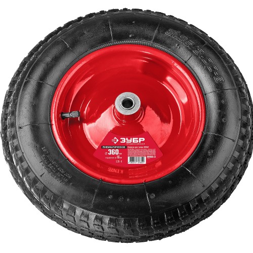 ЗУБР КП-3, 3.25″ х 360 мм, для тачки (арт. 39962), стальной диск, подшипник - 16 мм, пневматическое колесо (39955-3)