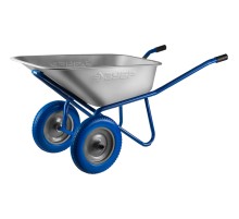 ЗУБР ПТ-300, 110 л, 240 кг, двухколесная, полиуретановые колеса, строительная тачка, Профессионал (39911)