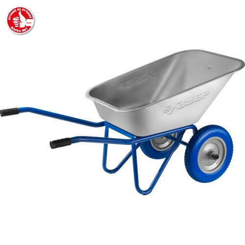 ЗУБР ПТ-300, 110 л, 240 кг, двухколесная, полиуретановые колеса, строительная тачка, Профессионал (39911)