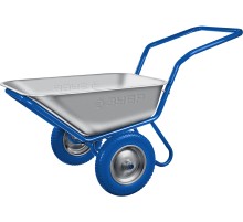 ЗУБР ПТ-500, 110 л, 260 кг, в коробке, двухколесная, П-образная ручка, полиуретановые колеса, строительная тачка, Профессионал (39914)