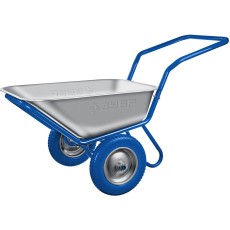 ЗУБР ПТ-500, 110 л, 260 кг, в коробке, двухколесная, П-образная ручка, полиуретановые колеса, строительная тачка, Профессионал (39914)