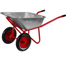 ЗУБР Т-22, 110 л, 200 кг, двухколесная, пневматические колеса, строительная тачка (39950)