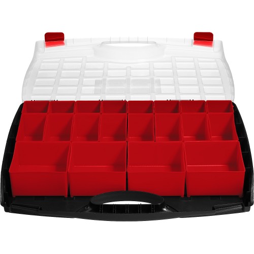 ЗУБР ВОЛГА-20, 425 х 330 х 60 мм, пластиковый органайзер с 20 съемными лотками (38034-20)