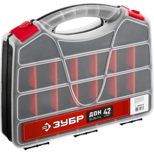 ЗУБР ДОН-42, 320 х 260 х 70 мм, двухсторонний органайзер с 42 ячейками (38036-42)