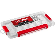 ЗУБР ЕНИСЕЙ-15, 252 х 125 х 34 мм, (10″), пластиковый органайзер c 15 регулируемыми ячейками (38192-10)