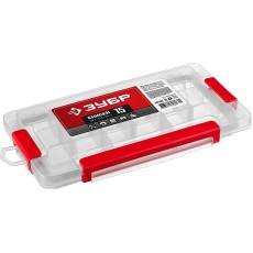 ЗУБР ЕНИСЕЙ-15, 252 х 125 х 34 мм, (10″), пластиковый органайзер c 15 регулируемыми ячейками (38192-10)