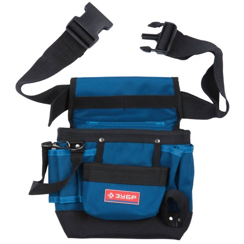 ЗУБР нейлоновая, поясная сумка для инструментов с 9 карманами и держателем для молотка (38632)