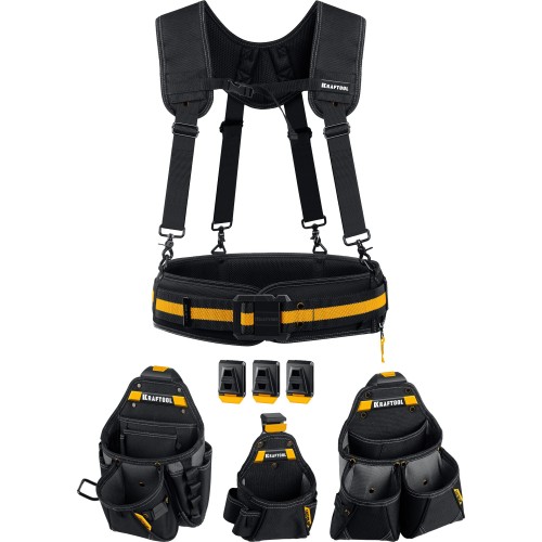 KRAFTOOL KBS-5 в комплекте: пояс монтажника, подтяжки и 3 сумки, пояс монтажника (38760-5)