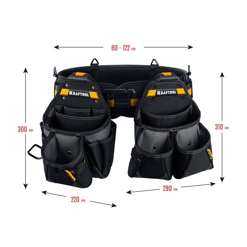 KRAFTOOL KBS-3L в комплекте: пояс монтажника и 2 большие сумки, пояс монтажника (38761)