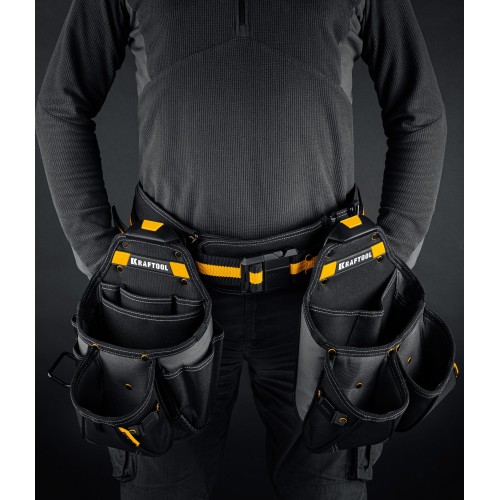 KRAFTOOL KBS-3L в комплекте: пояс монтажника и 2 большие сумки, пояс монтажника (38761)