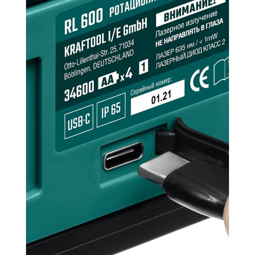 KRAFTOOL RL600, 600 м, ротационный лазерный нивелир (34600)