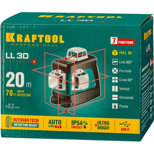 KRAFTOOL LL 3D, лазерный нивелир (34640)