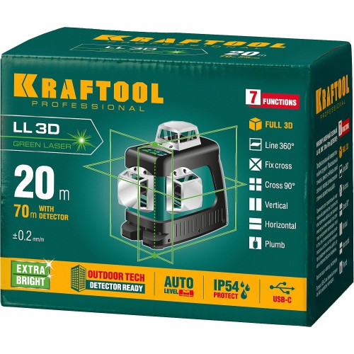 KRAFTOOL LL 3D, лазерный нивелир (34641)