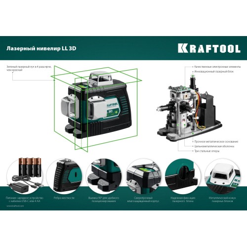 KRAFTOOL LL 3D, лазерный нивелир (34641)
