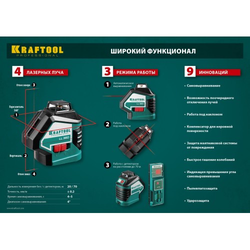 KRAFTOOL LL360 #4, лазерный нивелир (34645-4)