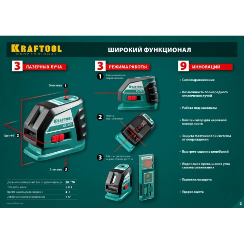 KRAFTOOL CL-70, лазерный нивелир (34660)