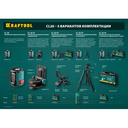 KRAFTOOL CL 20 #5, лазерный нивелир (34700-5)