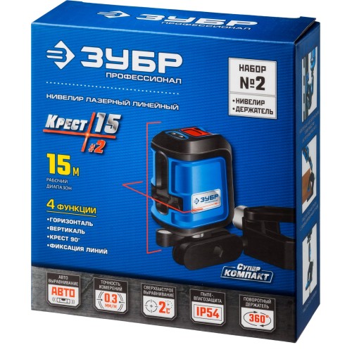 ЗУБР Крест 15, 15 м, лазерный нивелир, Профессионал (34902-2)