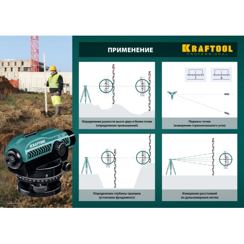KRAFTOOL OL-32 100 м, оптический нивелир (34520)