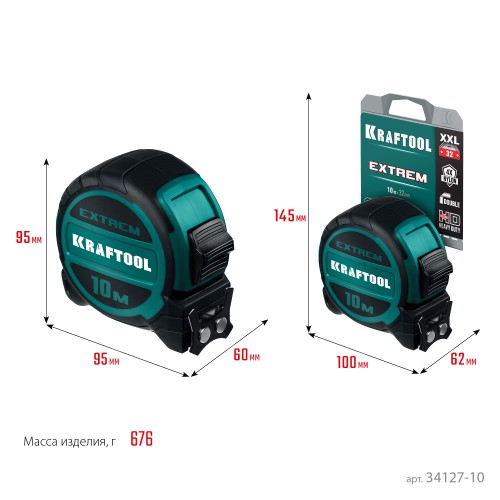 KRAFTOOL Extrem, 10 м х 32 мм, рулетка со сверх широким полотном (34127-10)