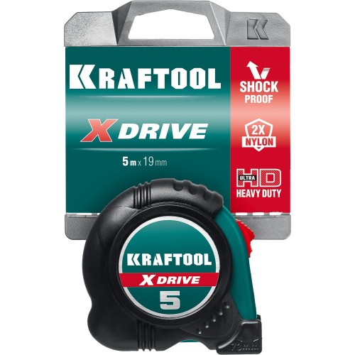 KRAFTOOL X-Drive, 5 м х 19 мм, рулетка (34122-05-19)