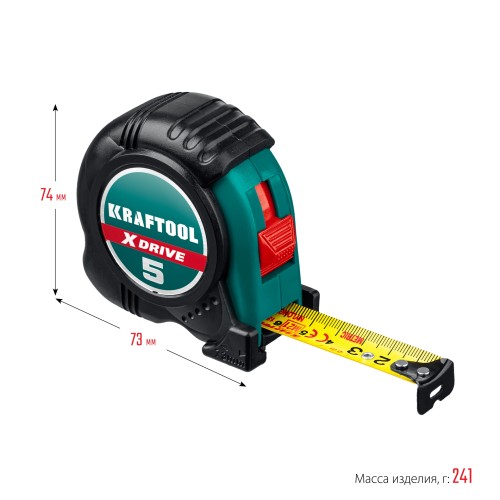 KRAFTOOL X-Drive, 5 м х 19 мм, рулетка (34122-05-19)