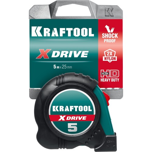 KRAFTOOL X-Drive, 5 м х 25 мм, рулетка (34122-05-25)