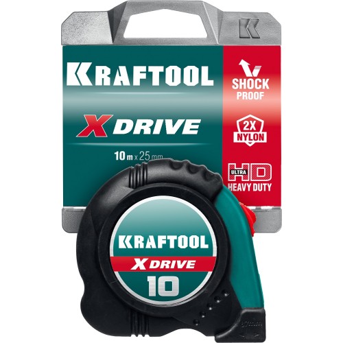 KRAFTOOL X-Drive, 10 м х 25 мм, рулетка (34122-10)